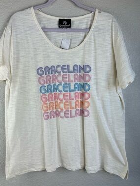 Graceland Ivory Tee with Lavender Graphic
